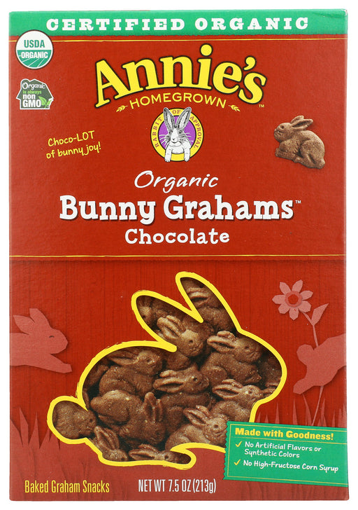 Chocolate Bunny Grahams
These Chocolate flavored Bunny Grahams are hard to stop eating once you start! Bunny Grahams are the perfect size for toddler hands and grown-up handfuls. And, like all of our products, they are as wholesome as they are delicious! Also available in a 6oz resealable bag at certain retail locations.