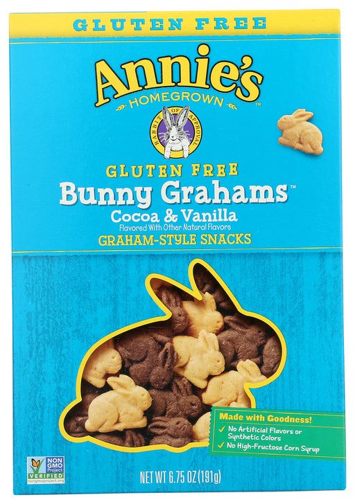 Gluten Free Cocoa &amp; Vanilla Bunny Cookies
Made with white and brown rice flour and yellow corn flour, these bunny-shaped cookies are a great addition to lunch boxes or after school snacks. Chocolate and Vanilla bunnies are delicious by the handful! Also available in a 6oz resealable bag at certain retail locations.