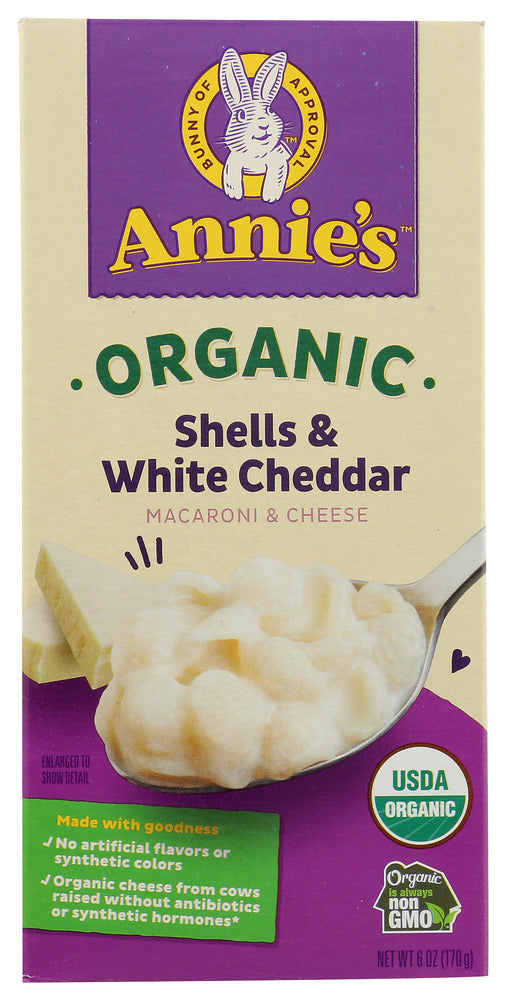 Organic Shells &amp; White Cheddar
Annie's has created Organic Shells &amp; White Cheddar Mac and Cheese. Made just like our original Shells &amp; White Cheddar, but with real organic white cheddar cheese and organic pasta.