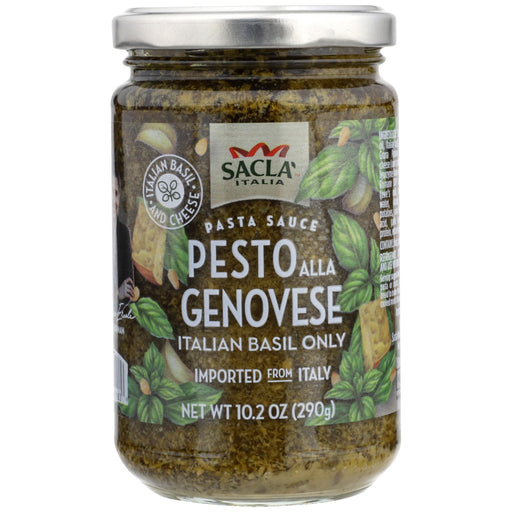 Close your eyes and conjure up the aroma of freshly picked basil, the rich release of crushed pine kernels and a hit of newly grated Grana Padano cheese. These are the signature notes of our classic green pesto. Stir it through a steaming plate of pasta and shower with parmesan. It's equally welcome when it's spooned over new potatoes, in place of butter, or generously stuffed under the skin of a chicken breast before roasting.