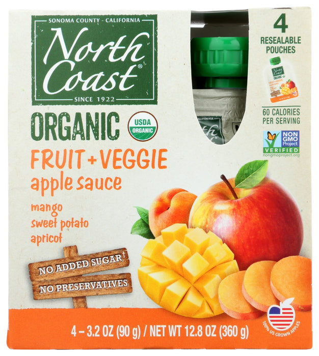 NORTH COAST: Organic Apple Sauce Mango Sweet Potato Apricot Flavor, 4 ea