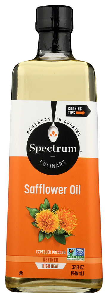 Spectrum High Heat Refined Safflower Oil provides monounsaturated fats, is light and neutral tasting, and perfect for high-heat searing and frying.