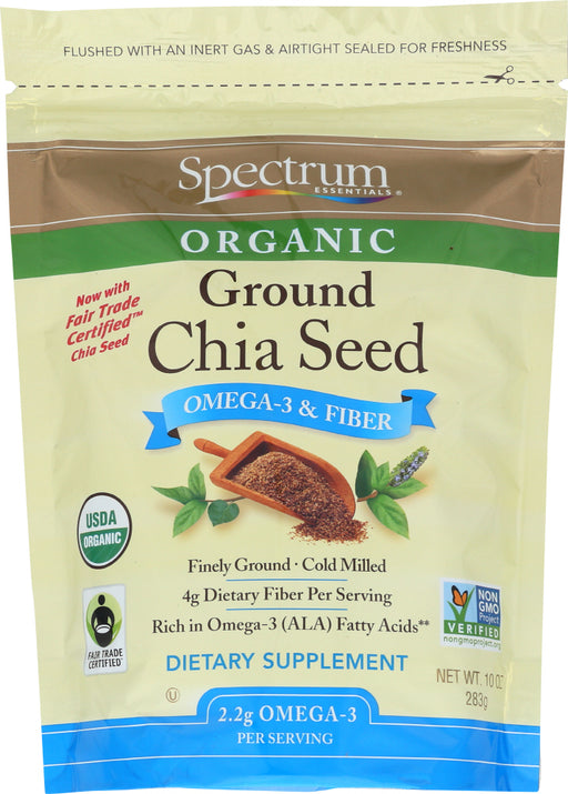 Spectrum&reg; Ground Chia Seed has all the same super nutritional benefits as our regular chia seed, but ground to a fine powder for easy blending in yogurt, smoothies and soups, and for use in your favorite baked treats. It can also be used as a vegan substitute for eggs.