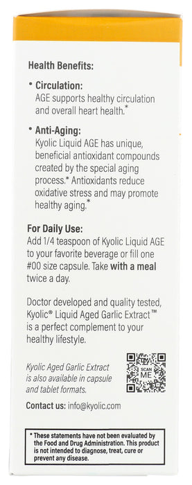 KYOLIC Aged Garlic Extract Vegetarian Liquid Plain, 2 oz