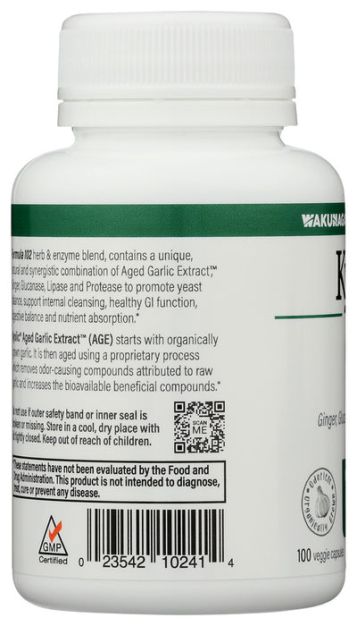 KYOLIC: Aged Garlic Extract Candida Cleanse and Digestion Formula 102, 100 Vegetarian Capsules