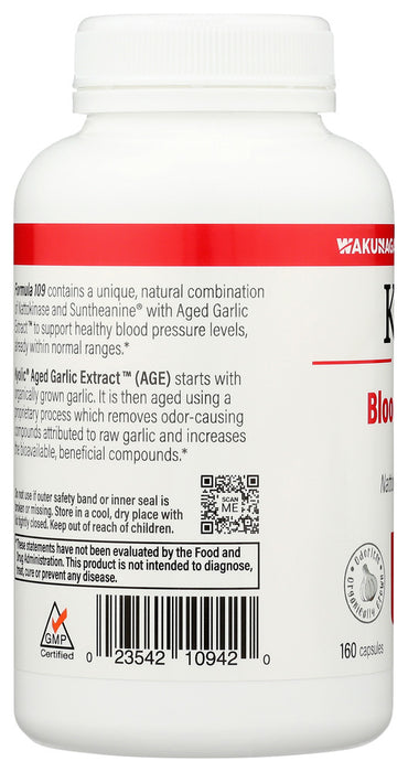 KYOLIC AGED GARLIC EXTRACT: Formula 109 Blood Pressure Health, 160 cp