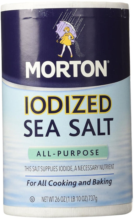 MORTON ALL-PURPOSE IODIZED SEA SALT is created with salt made through the evaporation of sea water by the sun. It measures similarly to table salt making it easy to use in all your cooking and baking.