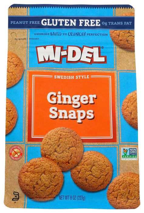 
Perfect for those who suffer from gluten sensitivity and celiac disease, but still want to enjoy the bold taste of ginger. This classic cookie has a deep, rich flavor with a crispy snap. MI-DEL Gluten-Free Ginger Snaps are also great as an ingredient in pie crusts and other recipes.
