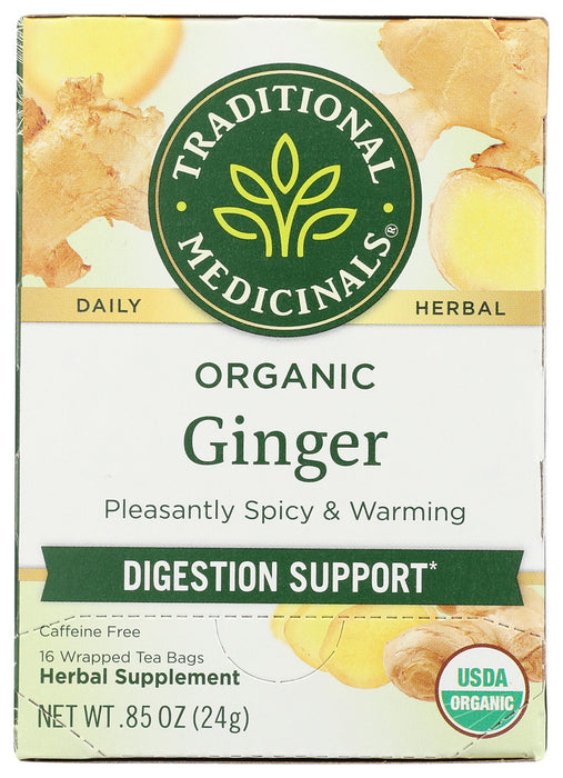 TRADITIONAL MEDICINALS: Organic Ginger Herbal Tea 16 Tea Bags, 0.85 oz