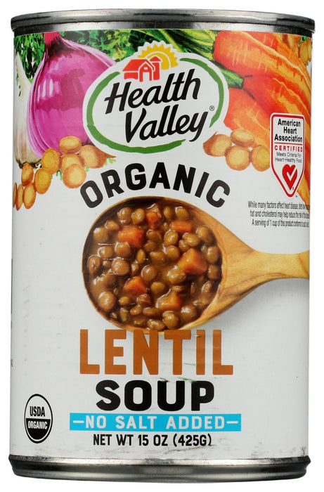 HEALTH VALLEY: No Salt Organic Lentil soup, 15 oz