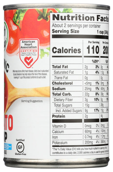 HEALTH VALLEY: Organic Tomato Soup No Salt Added, 15 Oz