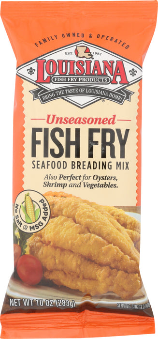 All Natural, No Salt Fish Fry Louisiana Fish Fry is a blend of corn flour and corn meal used as a dry fry mix for your favorite fish, oysters, shrimp, meat or vegetables.