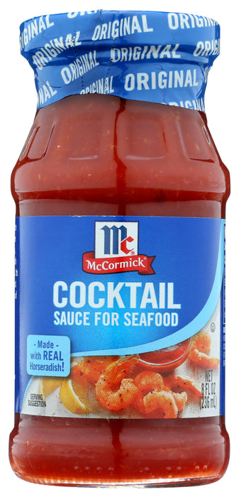 McCormick&reg; Cocktail Sauce for Seafood complements the flavor of shrimp, oysters, clams, fish and other seafood. Its rich flavor has just the right amount of sweetness and horseradish. This is the famous formula developed and sold for many years to favorite restaurants all over the continent.