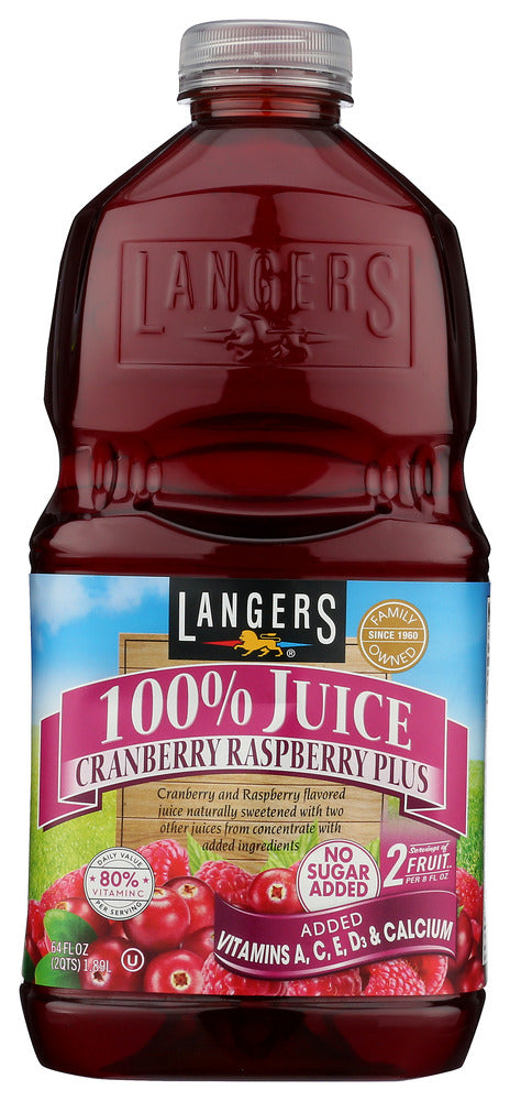 LANGERS: 100% Juice Cranberry Raspberry, 64 oz