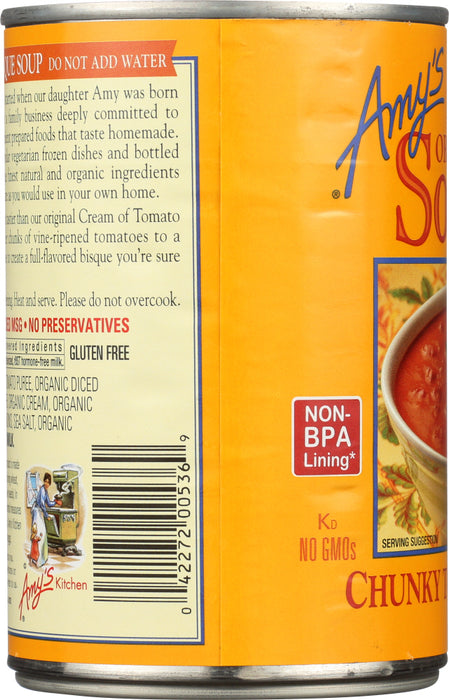 AMYS: Soup Tomato Bisque Chunky Gluten Free, 14.5 oz