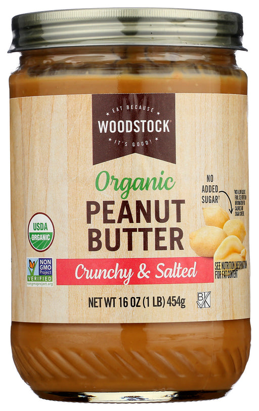 WOODSTOCK: Peanut Butter Crunchy Salted Organic, 16 oz