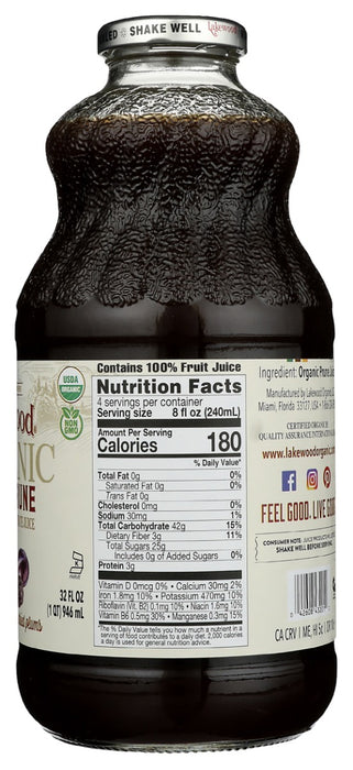 LAKEWOOD: Organic Pure Prune Juice, 32 oz