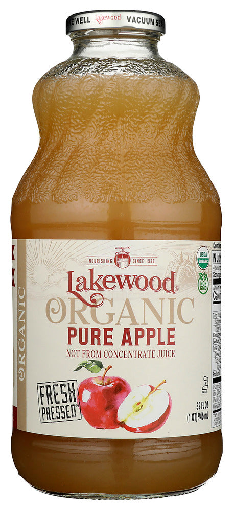 Juice Pressed from Fresh Apples
Independently Certified by QCS- Grown and harvested in accordance with the National Organic Program.  No synthetically compounded fertilizers, pesticides, herbicides or growth regulators. All Lakewood Juices are Pressed, Pasteurized, Bottled, and Vacuum Safety Sealed in Certified Organic Facilities.