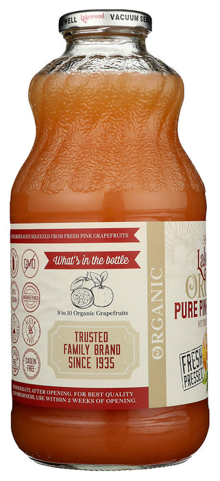 LAKEWOOD: Organic Pure Pink Grapefruit Juice, 32 fo