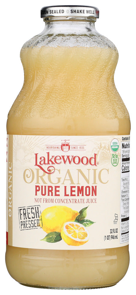 This is a natural, full strength, organic pure lemon juice. This is NOT a diluted product.
Infuse your recipes with the crisp, invigorating taste of Lakewood Organic Pure Lemon Juice. Extracted from fresh, organically grown lemons, our juice brings a splash of Mediterranean freshness to your kitchen. Whether you're whipping up gourmet dishes, crafting refreshing drinks, or adding a touch of zest to your marinades, Lakewood Lemon Juice is a versatile and essential ingredient.