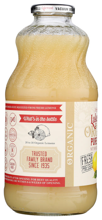 LAKEWOOD ORGANIC: Pure Lemon Juice, 32 oz