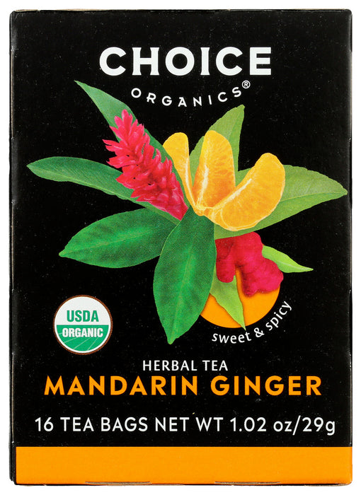 CHOICE TEA: Mandarin Ginger Herbal Tea, 16 bg