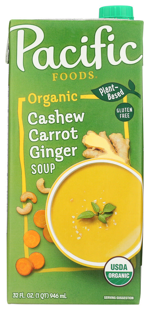 Organic Cashew Carrot Ginger Soup
Sweet carrots, buttery cashews and spicy ginger blend to deliver an exotic soup that gets its creamy texture from rich coconut milk. Delicious warmed, it's also a great soup served cold.