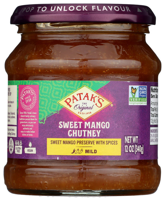 Sweet Mango Chutney
A blend of sweet mango and a delicate spice mix. Patak's&reg; Sweet Mango Chutney is the standard by which all other chutneys are judged.