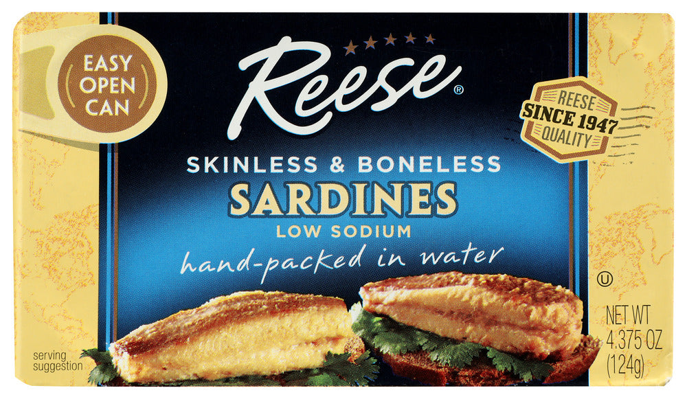 REESE: Skinless and Boneless Sardines Low Sodium, 4.38 oz