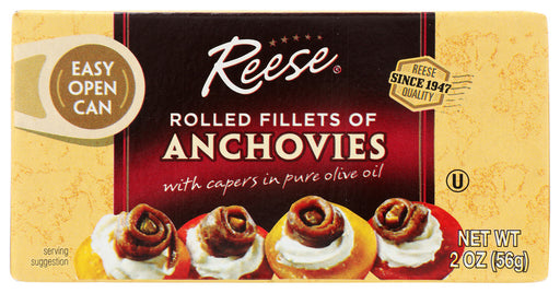 REESE: Rolled Fillets of Anchovies with Capers in Olive Oil, 2 oz