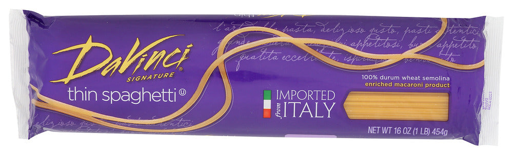 Reminiscent of a fine Italian work of art, DaVinci Thin Spaghetti provides the most flattering of bases for an authentic Italian meal. DaVinci is a pasta you can feel good about serving to your entire family.