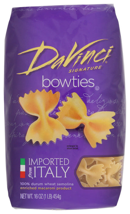 DaVinci Bowtie pasta is made from the finest durum semolina wheat giving it a chewy, robust flavor fit of a true Italian pasta. The shape is not only popular among kids but also with adults because of its versatility in a range of dishes and casseroles.