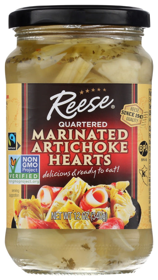 Reese Artichoke Hearts are perfect in a salad, on a pizza or sprinkled with olive oil and roasted and as the main ingredient in hot artichoke dip. These artichokes are cut into quarters for easier cooking.