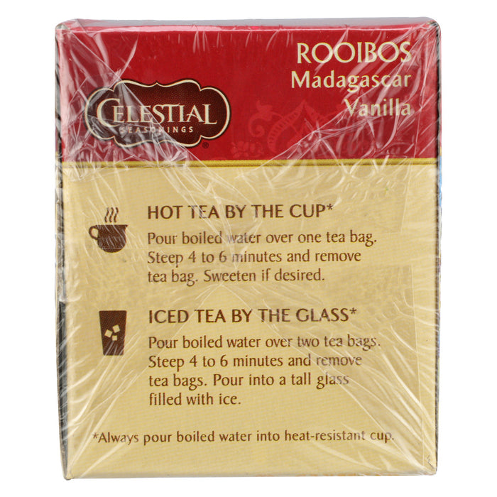 CELESTIAL SEASONINGS: Red Tea African Rooibos Caffeine Free Madagascar Vanilla 20 Tea Bags, 1.5 oz