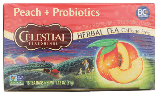 CELESTIAL SEASONINGS: Tea Country Peach + Probiotics, 16 BG