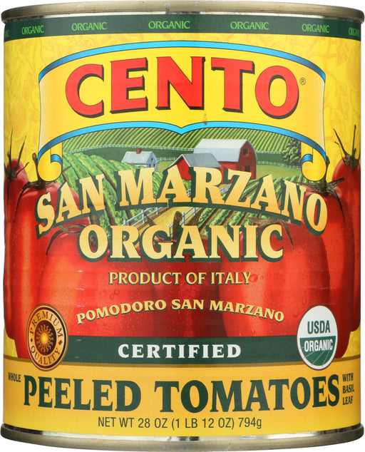 Cento Organic Certified San Marzano Whole Peeled Tomatoes are grown and processed in Italy without the use of any pesticides or food additives. Hand-picked only when ripe to keep their sweet taste and packed with an organic basil leaf, our USDA certified organic San Marzano tomatoes are perfect for making homemade sauces.
