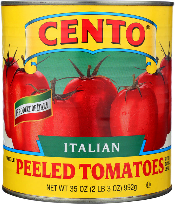 Cento Italian Whole Peeled Plum Tomatoes are premium Italian tomatoes hand-picked when ripe and packed in a heavy puree with fresh basil. Plum tomatoes have a thick tomato wall but still remain delicate, making them ideal for authentic Italian cuisine.