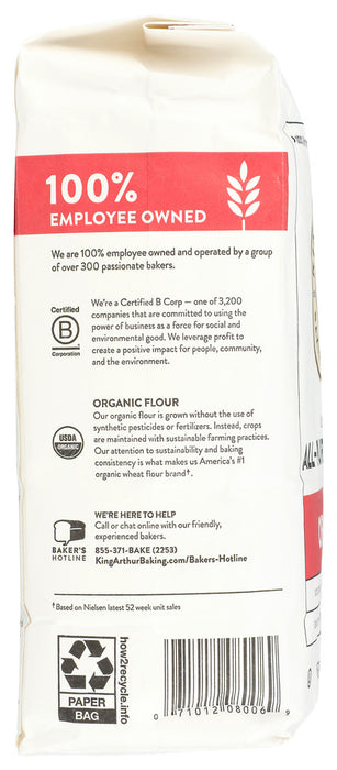 KING ARTHUR FLOUR: Organic Unbleached All Purpose Flour, 5 lbs