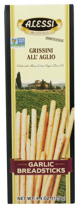 Our imported Alessi Breadsticks are made with the same grissini torinesi (Turin style) recipe of centuries ago. We use only the highest quality ingredients, including our own Alessi Extra Virgin Olive Oil. Enjoy Alessi Breadsticks, either plain, sesame, garlic, rosemary or pepato as an anytime snack.