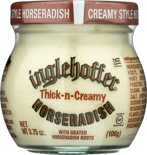 Inglehoffer Cream Style Horseradish is America's first non-refrigerated cream-style horseradish. Made from 100% fresh grated horseradish roots, our Cream Style Horseradish is a great compliment to any pot roast, prime rib, or steak.