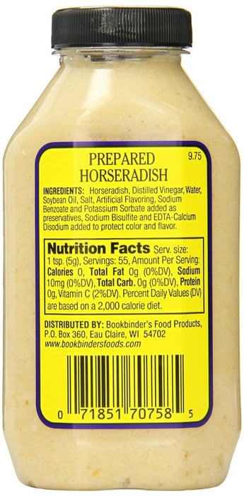 BOOKBINDERS: Prepared Horseradish, 9.75 oz