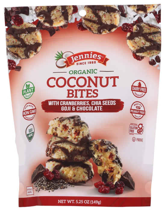 

USDA Organic, Plant-Based, Certified Gluten-Free, OU Kosher, and made in a Peanut Free facility with Non-GMO ingredients are just a few of the amazing things that make our Super Food rich Coconut Bites such a better for you snacking choice! We start with our moist, tender Coconut and blend it with nutty Chia Seeds, Sweet Cranberries, and rich Dark Chocolate to create a decadent and satisfying, better for you treat! We feel very confident that with just one bite, you'll agree with us!


