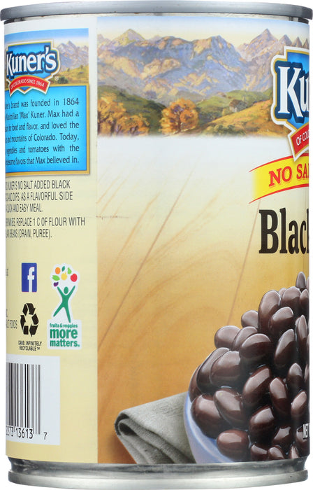 KUNER'S: Black Beans No Salt Added, 15 oz