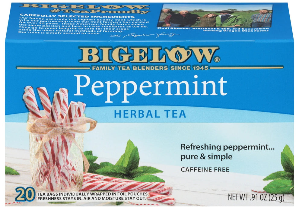 Our peppermint has been carefully selected by the Bigelow family to deliver an uncompromised quality tea experience. Our pure Peppermint is cool, refreshing and simply delicious.