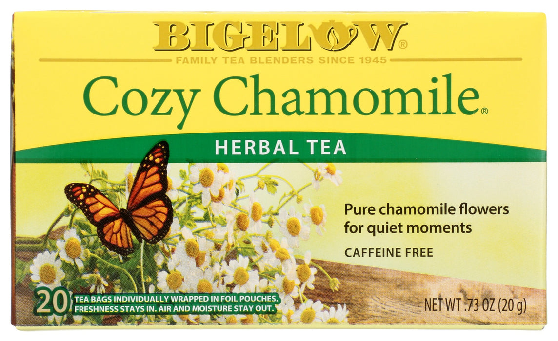 Chamomile is good for you, both soothing and relaxing. No better way to wind down. What makes Bigelow taste so special is that we use the whole chamomile flower, carefully picked so you get a much sweeter, rounder, flavorful experience¦ enjoy!