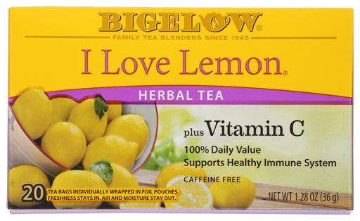 We love the invigorating flavor of lemon. That's why we created I Love Lemon. It blends lemongrass and other natural sweet lemon flavors with a daily dose of vitamin C to give you a cup of tea that not only tastes good but is also so good for you. Pucker up and enjoy!