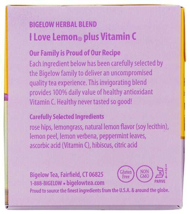 BIGELOW: Herbal Tea Caffeine Free I Love Lemon, 20 Tea Bags