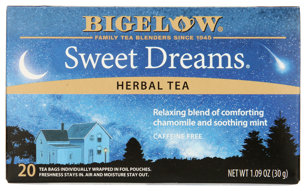 Our blend of sweet chamomile flowers and mint leaves will calm your nerves and soothe your soul. So when it is time to relax, either during the day or at night, enjoy our comforting blend. Caffeine Free