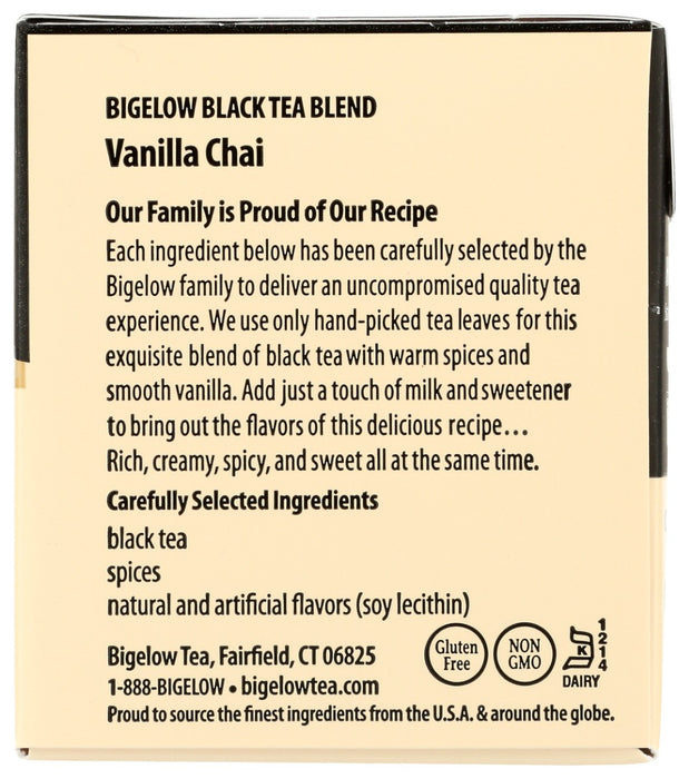 BIGELOW: Vanilla Chai Black Tea 20 Tea Bags, 1.64 oz