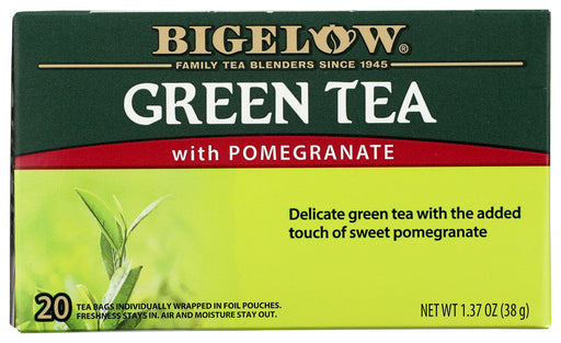 
Each ingredient has been carefully selected by the Bigelow family to deliver an uncompromised quality tea experience. Green tea leaves harvested at their peak are expertly blended with a touch of pomegranate. Tart, sweet, yet smooth and well-rounded, this lively tea will please your palate and invigorate your senses.
